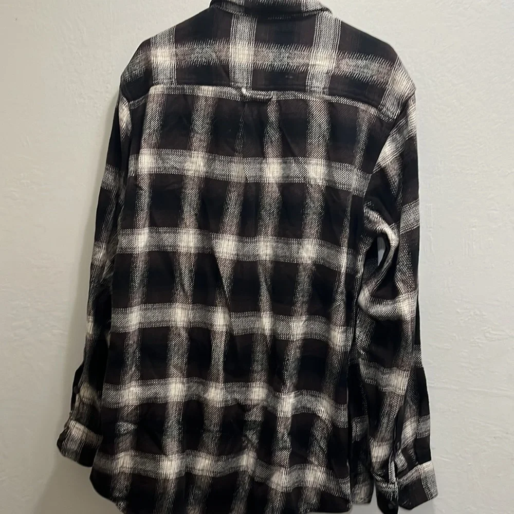 Orvis brown and black plaid heavy cotton shocker jacket size large tall